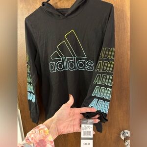 🆕Adidas L/S Black Hooded Shirt
